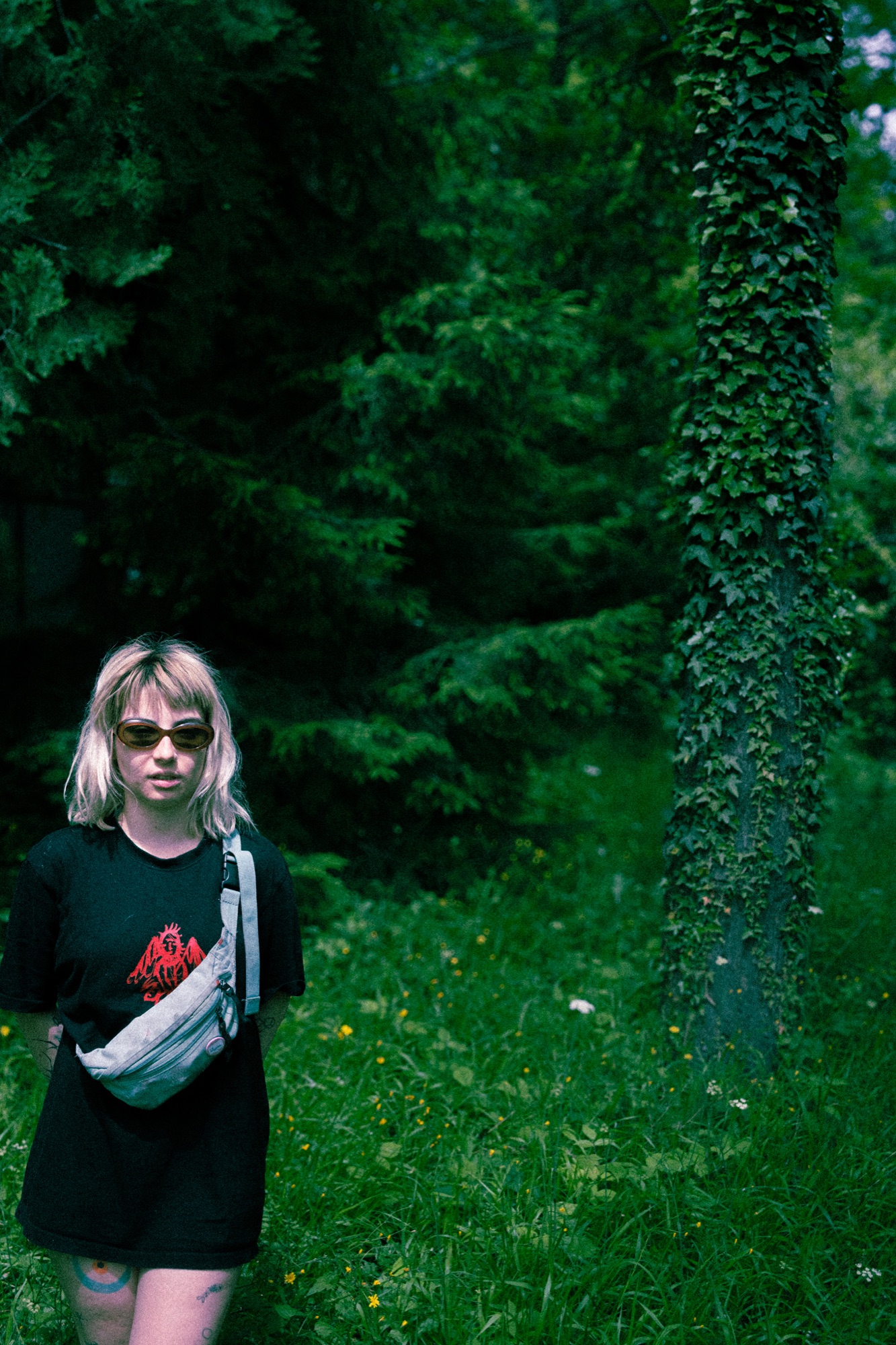 Portrait in lush green forest